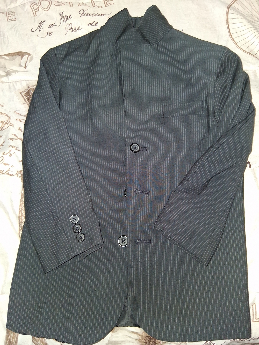 Men's Charcoal Pinstripe Blazer - Unbranded